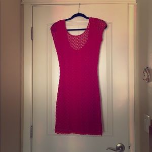 Free People raspberry crocheted mini dress size xs